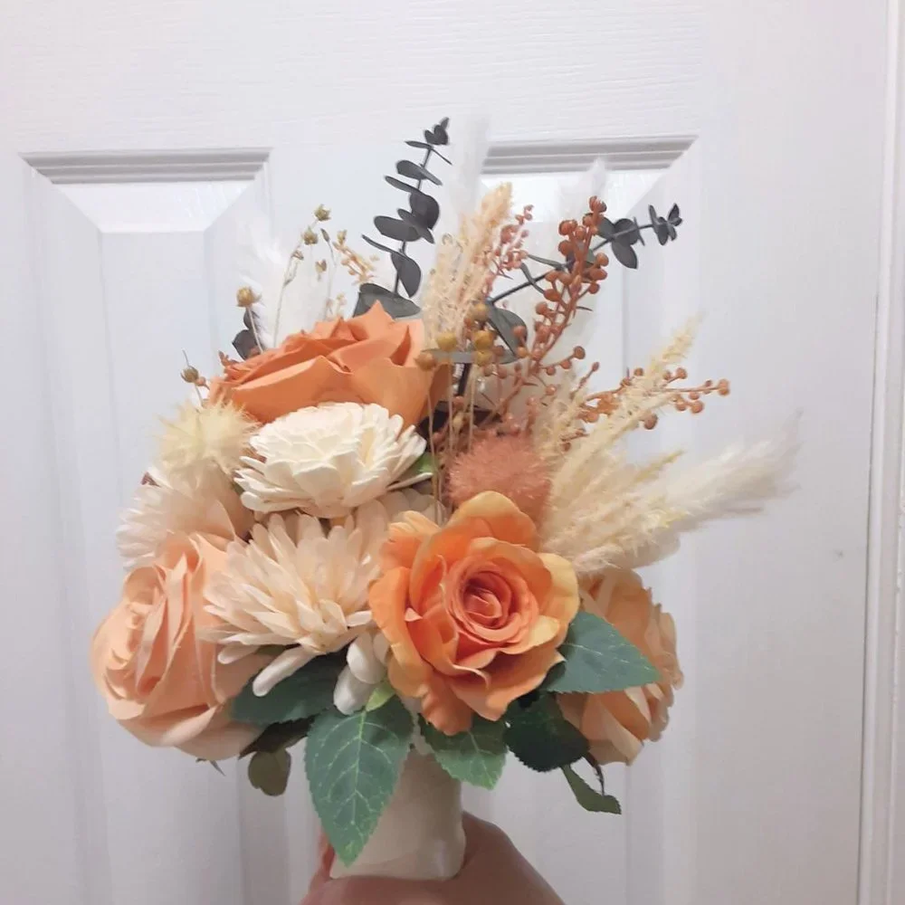 Handmade Fall Wedding Bouquet, Terracotta